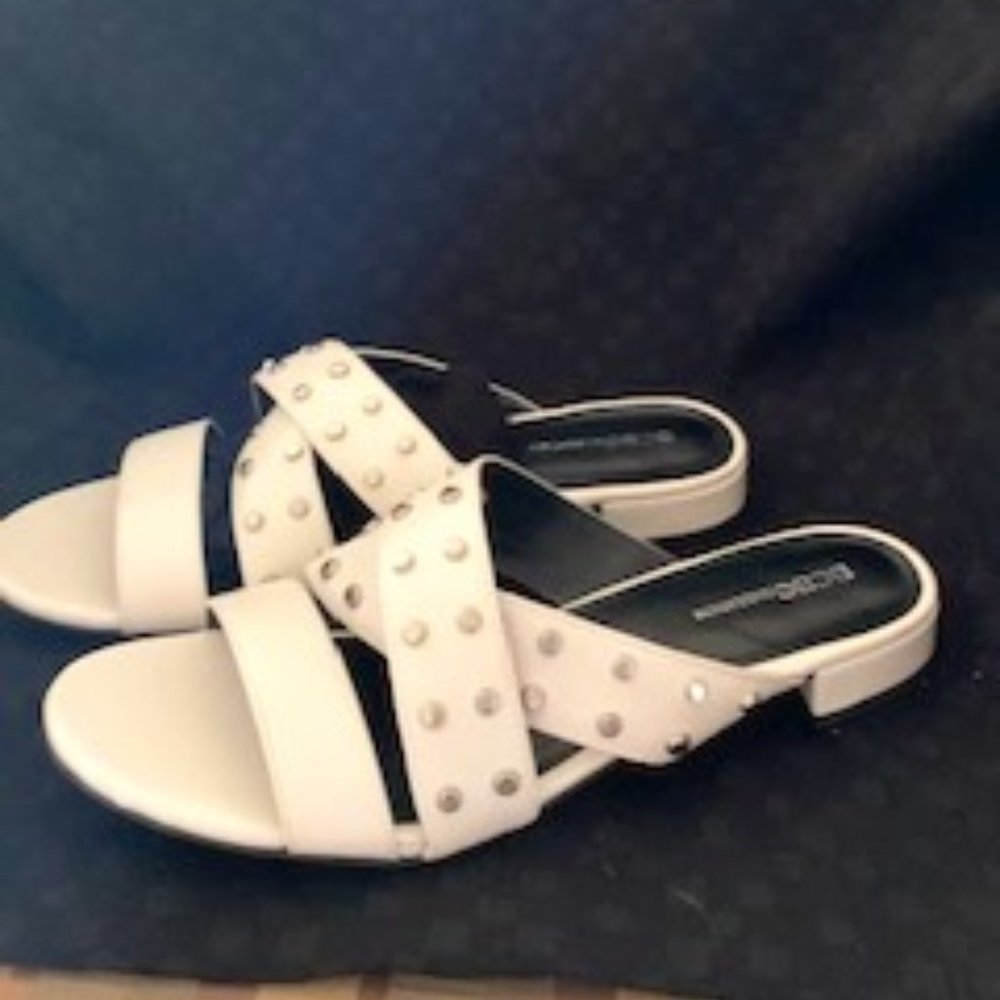 BCBG White grommet slides - Size 11